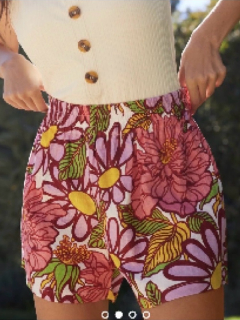Anthropologie S/W/F/ Frida Floral Linen Pull On High Rise Shorts‎